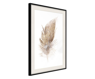 Tablou poster Artgeist, Lost Feather (Beige), Rama neagra tip passe-partout, 20 x 30 cm