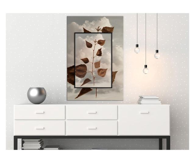 Tablou poster Artgeist, Leaves in the Clouds, Rama neagra, 20 x 30 cm