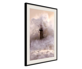Tablou poster Artgeist, Lighthouse During a Storm, Rama neagra tip passe-partout, 40 x 60 cm