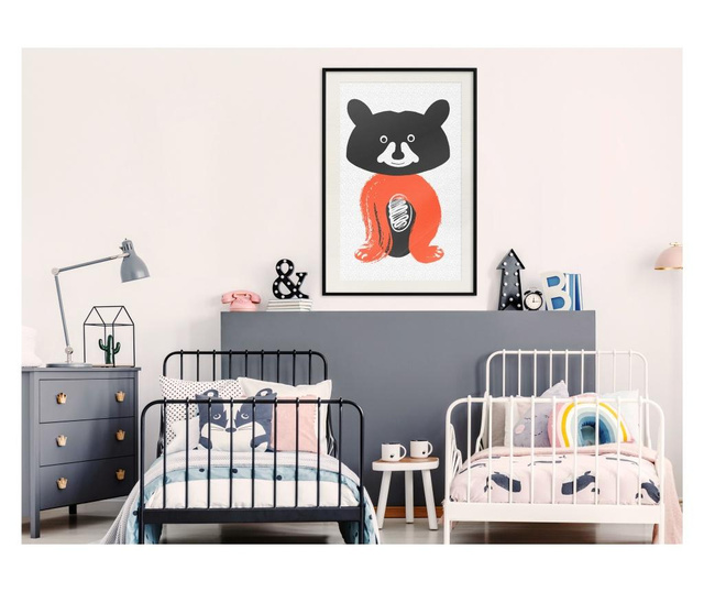 Tablou poster Artgeist, Little Bear, Rama neagra tip passe-partout, 20 x 30 cm