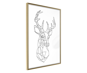 Tablou poster Artgeist, Minimalist Deer, Rama aurie, 30 x 45 cm