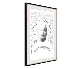 Tablou poster Artgeist, Marilyn in Los Angeles, Rama neagra tip passe-partout, 20 x 30 cm