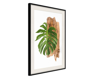 Tablou poster Artgeist, Leafy Etude, Rama neagra tip passe-partout, 20 x 30 cm