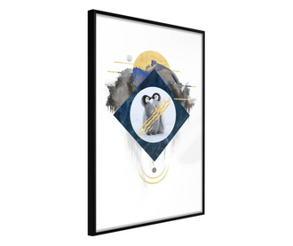 Tablou poster Artgeist, Little Penguins, Rama neagra, 40 x 60 cm
