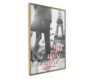 Tablou poster Artgeist, Love in Paris, Rama aurie, 40 x 60 cm