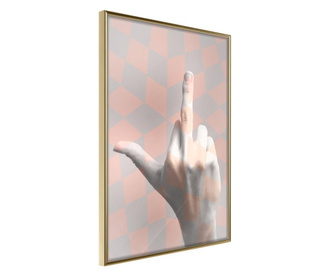 Tablou poster Artgeist, Middle Finger, Rama aurie, 20 x 30 cm