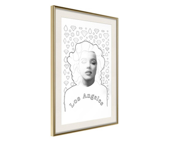 Tablou poster Artgeist, Marilyn in Los Angeles, Rama aurie tip passe-partout, 20 x 30 cm