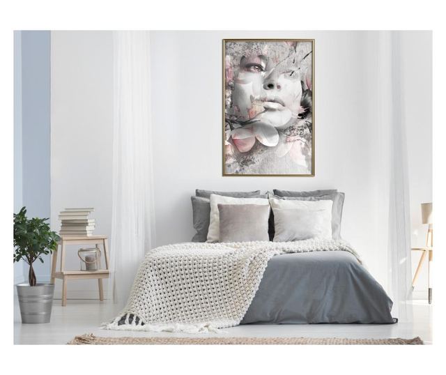 Tablou poster Artgeist, Lady in the Flowers, Rama aurie, 40 x 60 cm