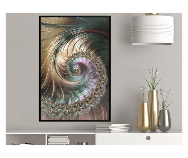 Tablou poster Artgeist, Iridescent Spiral, Rama neagra, 30 x 45 cm