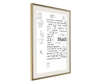 Tablou poster Artgeist, Math Formulas, Rama aurie tip passe-partout, 20 x 30 cm