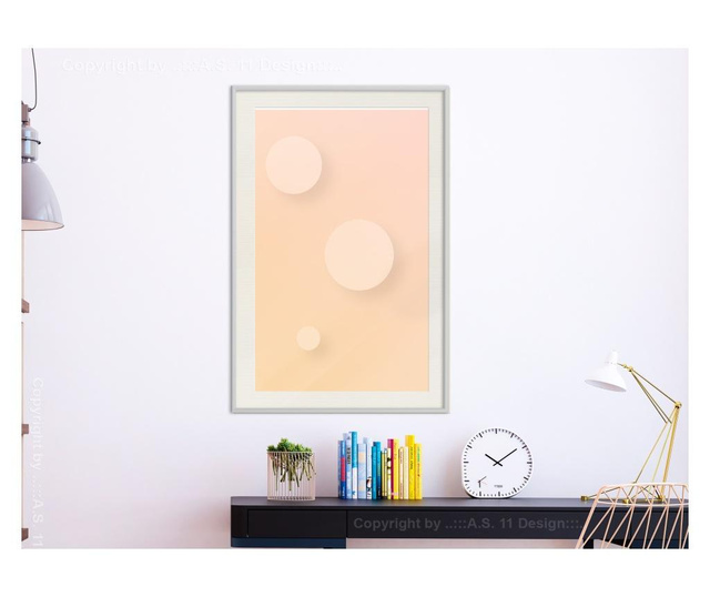 Tablou poster Artgeist, Pastel Closeness, Rama alba tip passe-partout, 40 x 60 cm