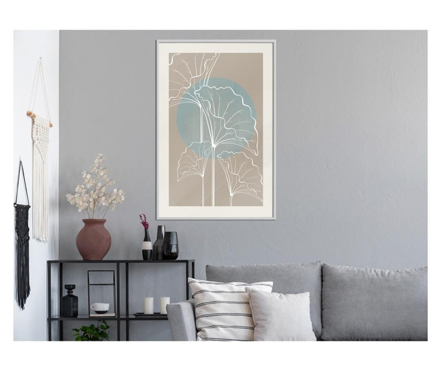 Tablou poster Artgeist, Miraculous Plant, Rama alba tip passe-partout, 40 x 60 cm