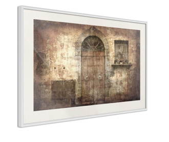 Tablou poster Artgeist, Mysterious Door, Rama alba tip passe-partout, 30 x 20 cm