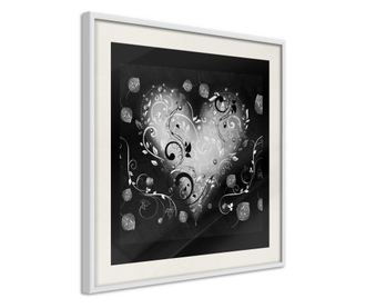 Tablou poster Artgeist, Ornamented Heart, Rama alba tip passe-partout, 30 x 30 cm