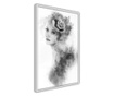 Tablou poster Artgeist, Mysterious Lady, Rama alba, 40 x 60 cm