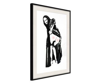 Tablou poster Artgeist, Moona Lisa, Rama neagra tip passe-partout, 30 x 45 cm