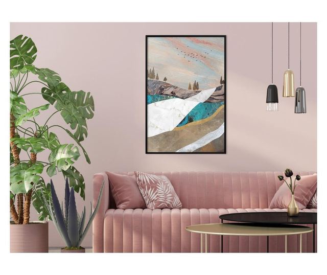 Tablou poster Artgeist, Painted Landscape, Rama neagra, 30 x 45 cm