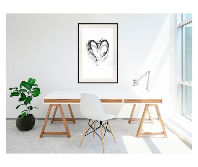 Tablou poster Artgeist, Painted Declaration of Love, Rama neagra tip passe-partout, 40 x 60 cm