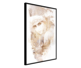 Tablou poster Artgeist, Mysterious Look (Beige), Rama neagra, 20 x 30 cm