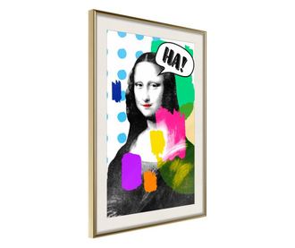 Tablou poster Artgeist, Mona Lisa"s Laughter, Rama aurie tip passe-partout, 30 x 45 cm
