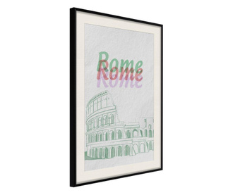Tablou poster Artgeist, Pastel Rome, Rama neagra tip passe-partout, 40 x 60 cm