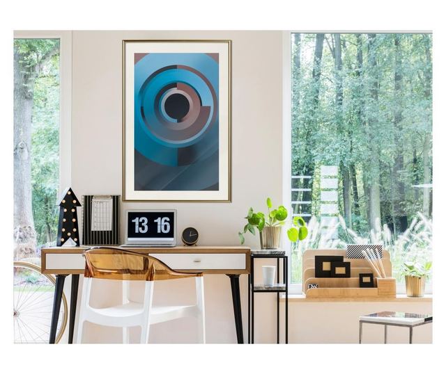 Tablou poster Artgeist, Original Spyhole, Rama aurie tip passe-partout, 30 x 45 cm