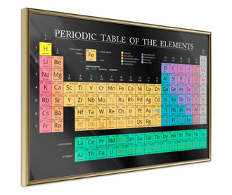 Tablou poster Artgeist, Periodic Table of the Elements, Rama aurie, 30 x 20 cm