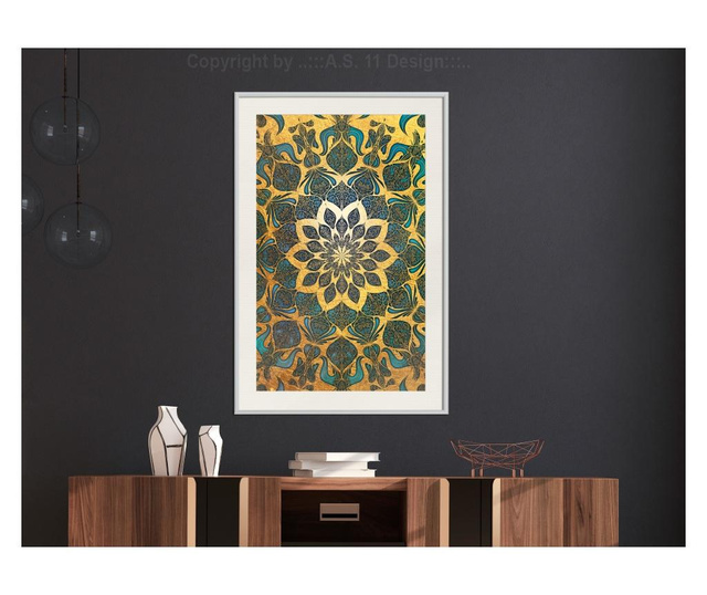 Tablou poster Artgeist, Oriental Glow, Rama alba tip passe-partout, 30 x 45 cm