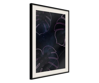 Tablou poster Artgeist, Monstera Outline, Rama neagra tip passe-partout, 40 x 60 cm