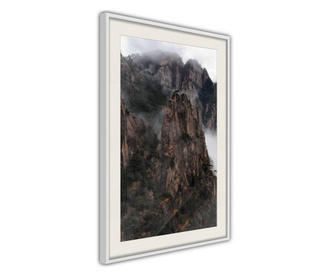 Tablou poster Artgeist, Mountain Ridge, Rama alba tip passe-partout, 30 x 45 cm