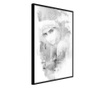 Tablou poster Artgeist, Mysterious Look (Grey), Rama neagra, 20 x 30 cm