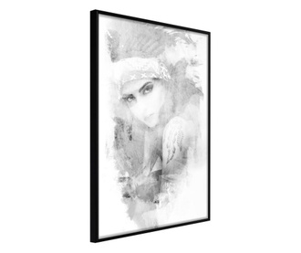 Tablou poster Artgeist, Mysterious Look (Grey), Rama neagra, 20 x 30 cm