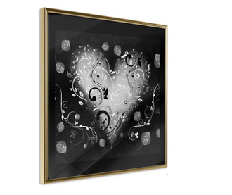 Tablou poster Artgeist, Ornamented Heart, Rama aurie, 30 x 30 cm