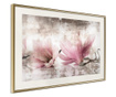 Tablou poster Artgeist, Picked Magnolias, Rama aurie tip passe-partout, 30 x 20 cm