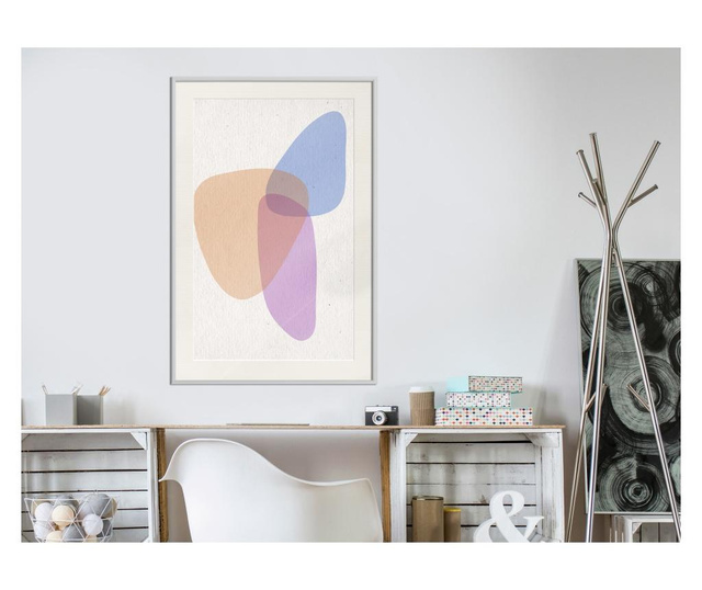 Tablou poster Artgeist, Pastel Sets II, Rama alba tip passe-partout, 30 x 45 cm