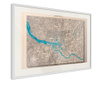Tablou poster Artgeist, Raised Relief Map: Hamburg, Rama alba tip passe-partout, 60 x 40 cm