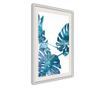 Tablou poster Artgeist, Sapphire Monstera, Rama alba tip passe-partout, 30 x 45 cm