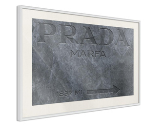 Tablou poster Artgeist, Prada (Grey), Rama alba tip passe-partout, 45 x 30 cm