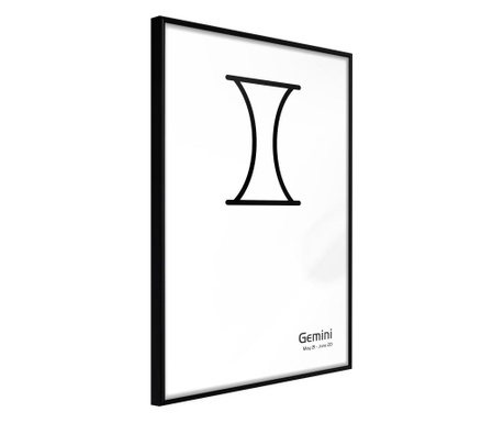 Плакат Artgeist - Zodiac: Gemini II - Черна рамка - 20 x 30 cm