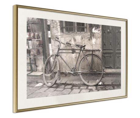 Плакат Artgeist - Old Bicycle - Златна рамка с паспарту - 90 x 60 cm
