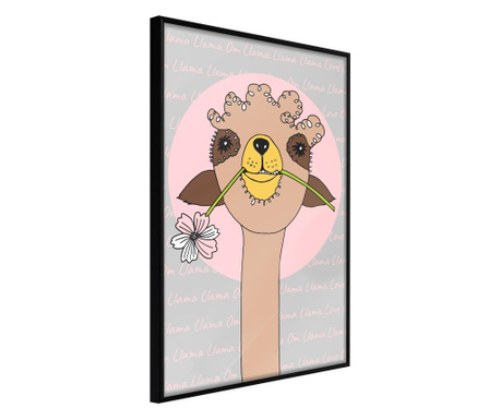 Poster Artgeist - Cute Llama - Crni okvir - 30 x 45 cm