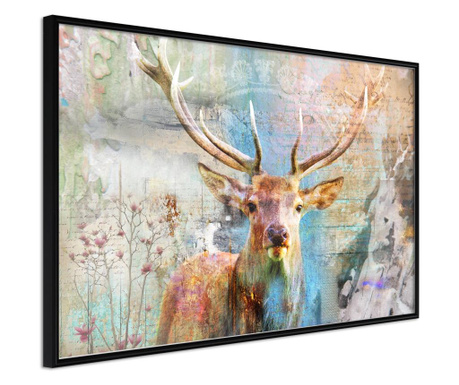 Плакат Artgeist - Pastel Deer - Черна рамка - 45 x 30 cm
