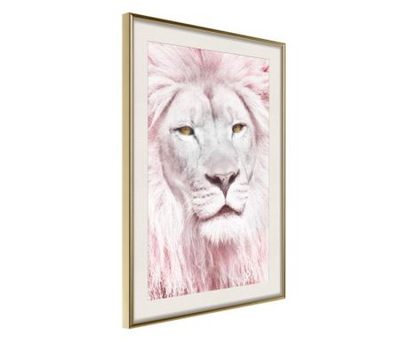 Faldekoráció - dreamy lion - arany keret passe-partout-val - 30 x 45 cm