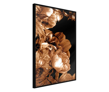Plakat Artgeist - Summer Flowers in Sepia - Črn okvir - 40 x 60 cm