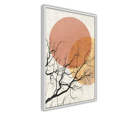 Faldekoráció - gloomy tree - fehér keret - 30 x 45 cm