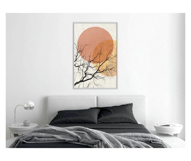 Faldekoráció - gloomy tree - fehér keret - 30 x 45 cm