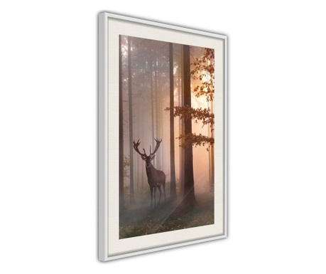 Faldekoráció - forest seclusion - fehér keret passe-partout-val - 30 x 45 cm