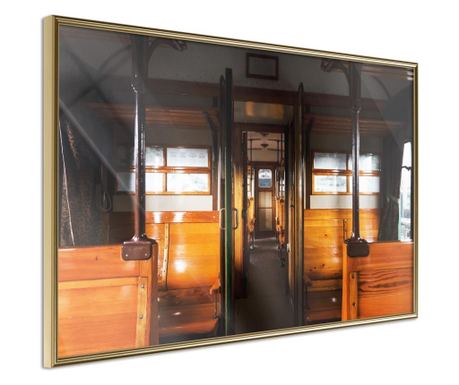 Faldekoráció - train from the past - arany keret - 60 x 40 cm