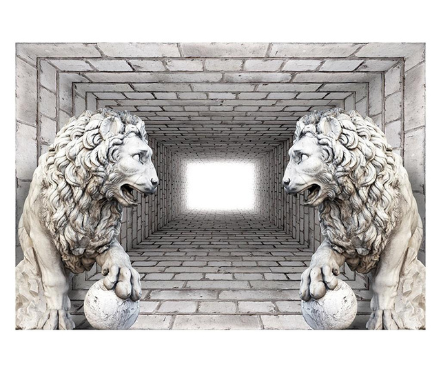 Самозалепващ фототапет Artgeist - Stone Lions - 245 x 175 см