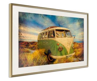 Plakat Artgeist - Hippie Van I - Zlat okvir s passe-partout - 60 x 40 cm